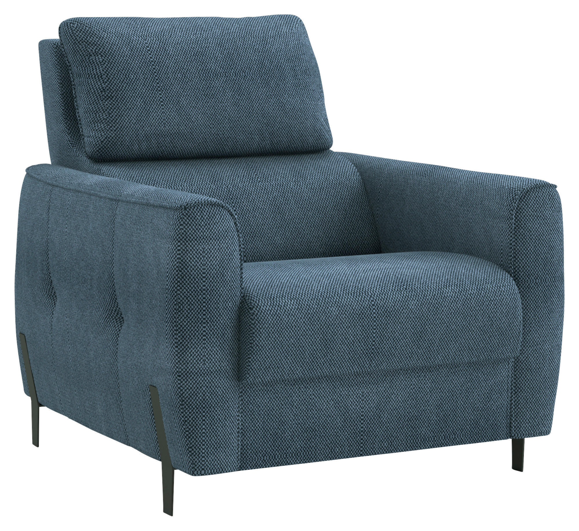 SESSEL in Plüsch Dunkelblau  - Schwarz/Dunkelblau, Design, Textil/Metall (89/91/101cm) - Stylife