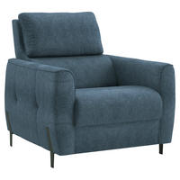 SESSEL in Plüsch Dunkelblau  - Schwarz/Dunkelblau, Design, Textil/Metall (89/91/101cm) - Stylife