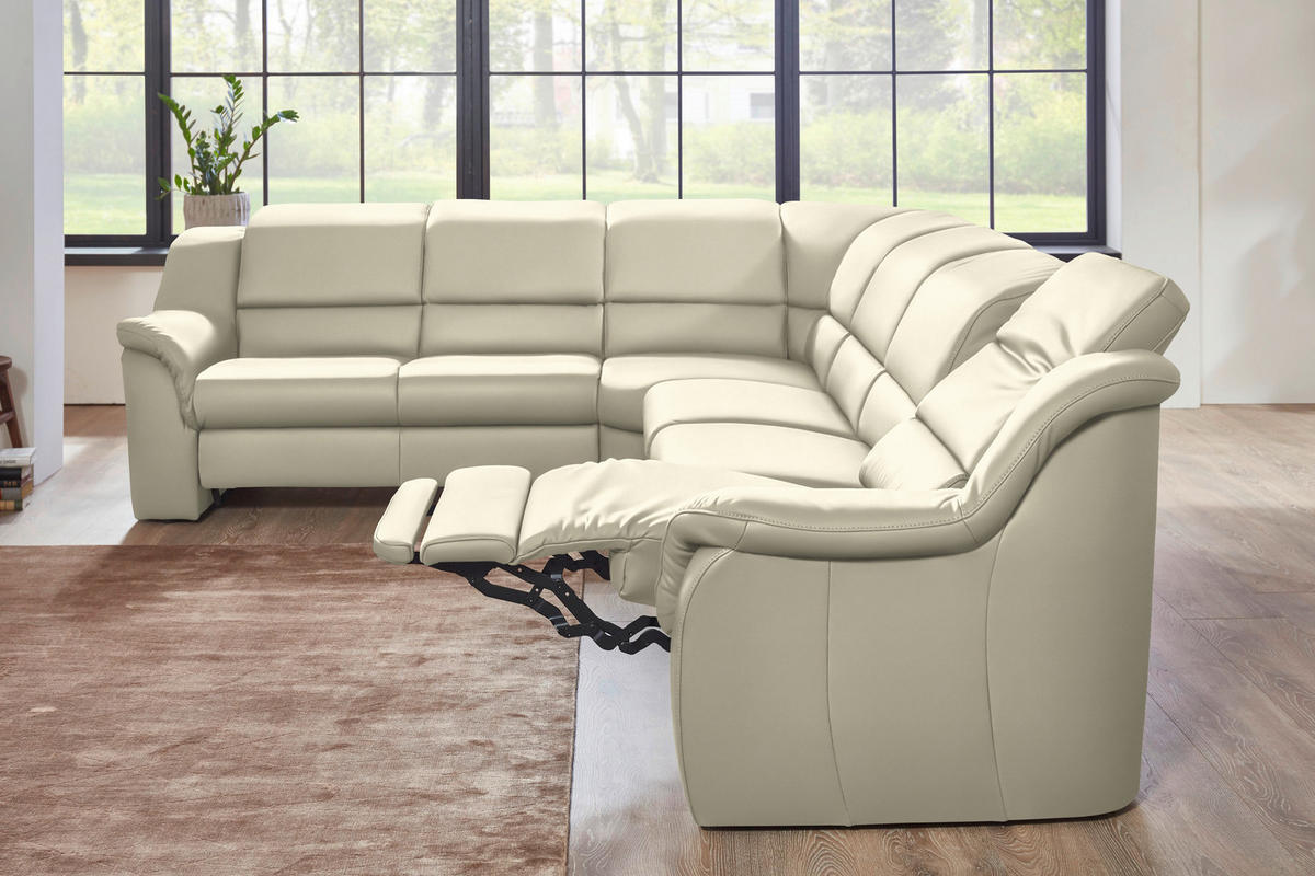 ECKSOFA  in Echtleder Creme  260/324 cm  - Creme/Schwarz, KONVENTIONELL, Leder/Kunststoff (260/324cm) - Cantus
