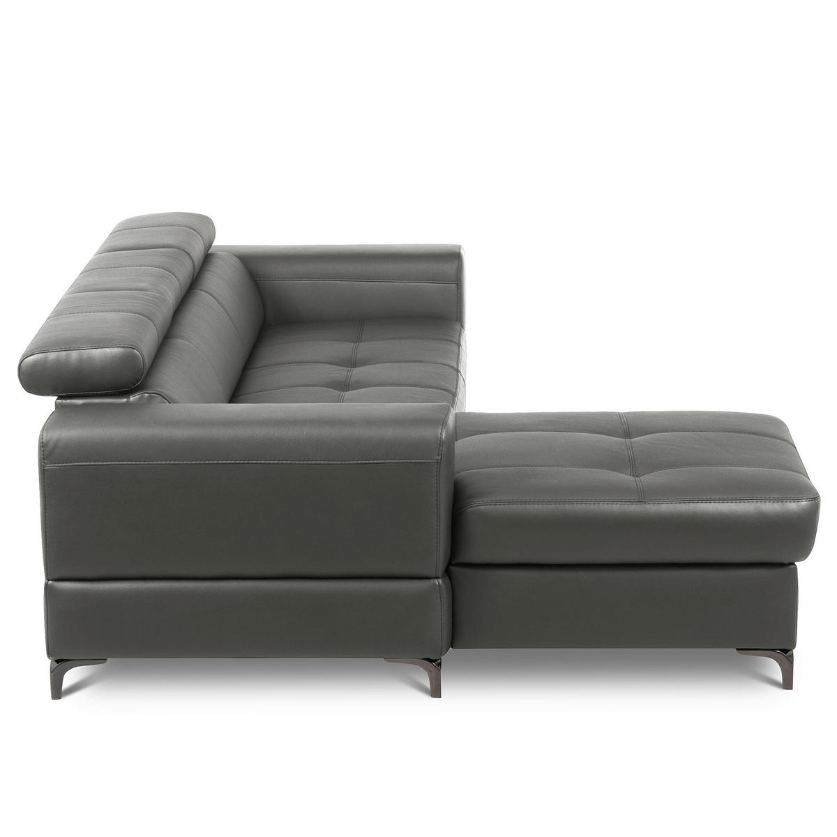 ECKSOFA  in Lederlook Echtleder Anthrazit  - Anthrazit/Schwarz, Design, Leder/Textil (173/247cm) - Livetastic