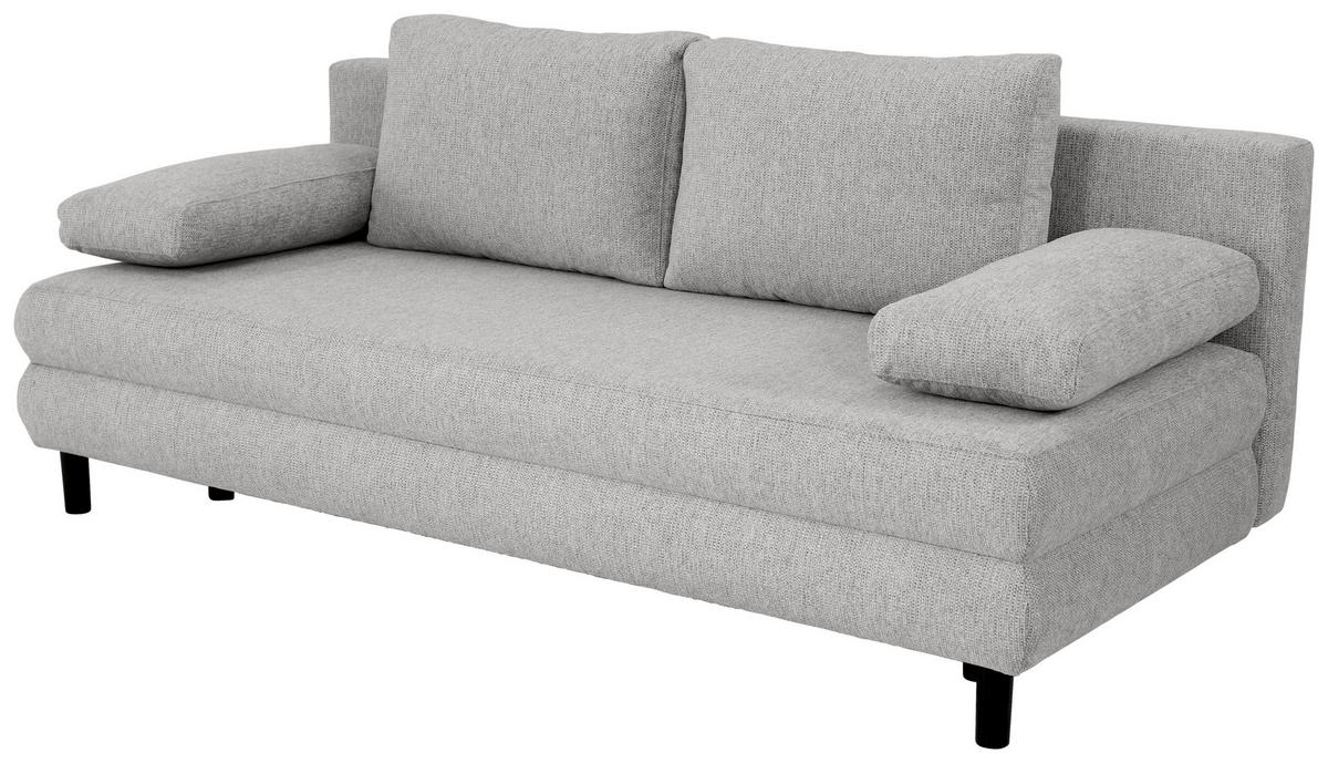SCHLAFSOFA  mit Webstoff Hellgrau  - Hellgrau/Schwarz, Design, Textil/Metall (197/84/92,5cm) - home24