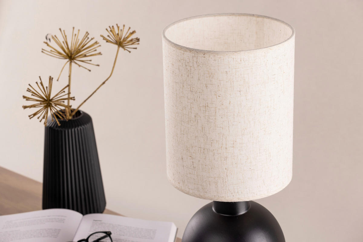 BORDSLAMPA 21/55/21 cm   - beige/svart, Basics, textil/sten (21/55/21cm) - P & B