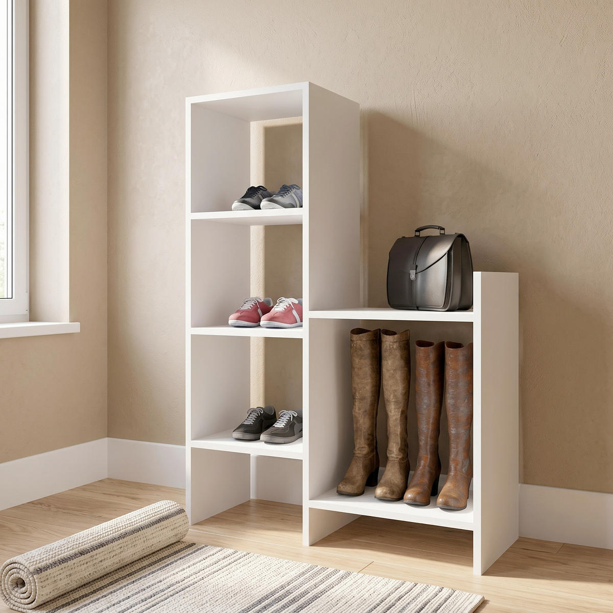 SCHUHREGAL 85,6/120/35,6 cm  - Weiss, Design, Holzwerkstoff (85,6/120/35,6cm) - Livetastic