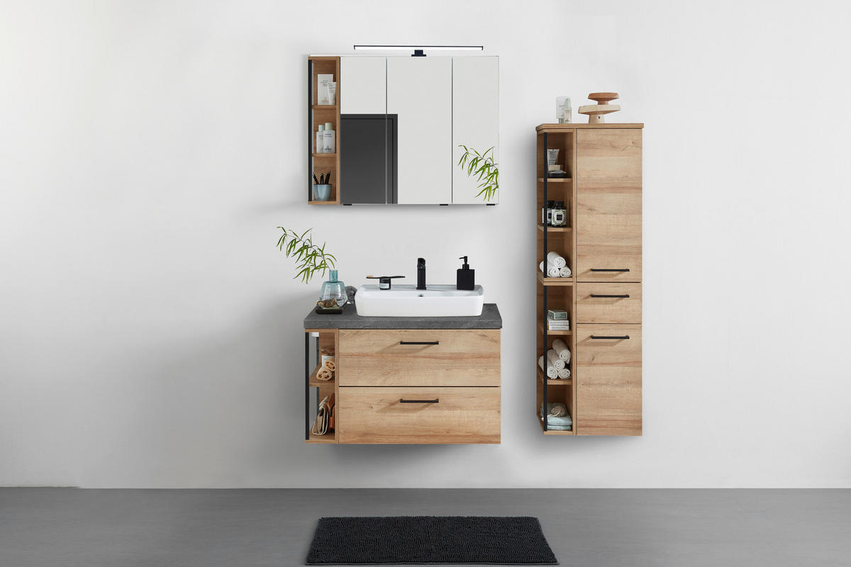 HÄNGESCHRANK 30/70/32,5 cm  - Eichefarben/Schwarz, MODERN, Glas/Holzwerkstoff (30/70/32,5cm) - Pelipal
