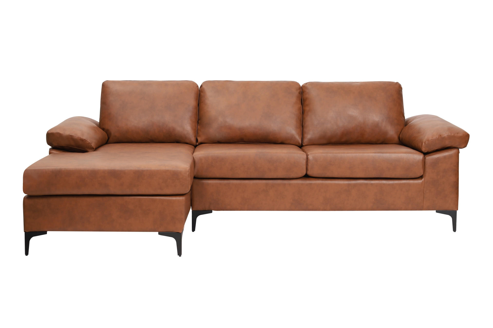 ECKSOFA Braun Lederlook  - Schwarz/Braun, KONVENTIONELL, Kunststoff/Textil (135/262cm) - MID.YOU