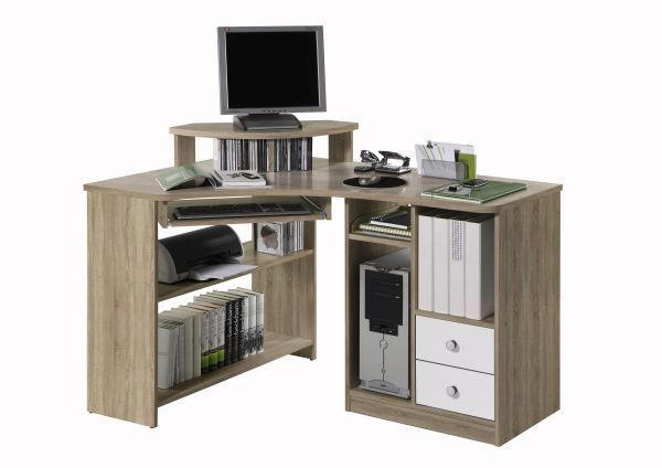 PISAĆI STOL KUTNI  bijela, hrast Sonoma  drvni materijal  - bijela/srebrne boje, Design, drvni materijal/plastika (137/78/97cm) - Boxxx