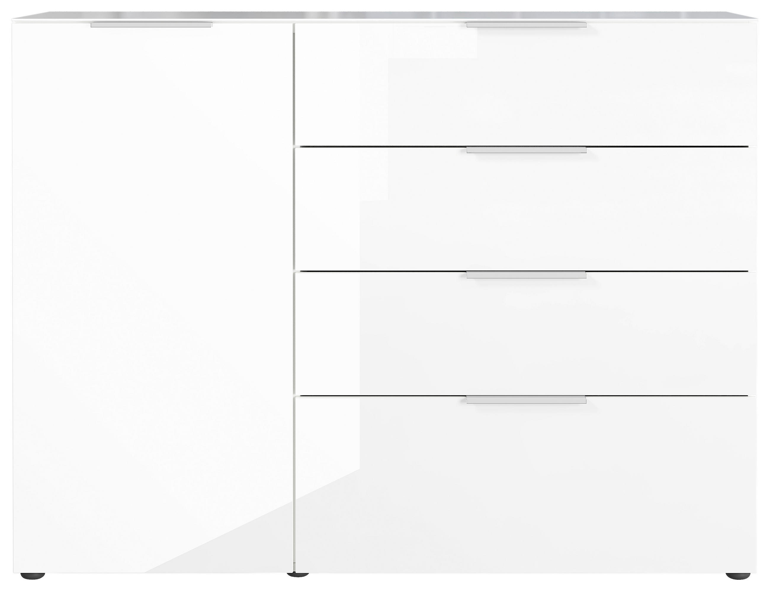 ŠIROKÁ KOMODA, biela, 134/102/42 cm - čierna/biela, Modern, kov/kompozitné drevo (134/102/42cm) - Premium Living