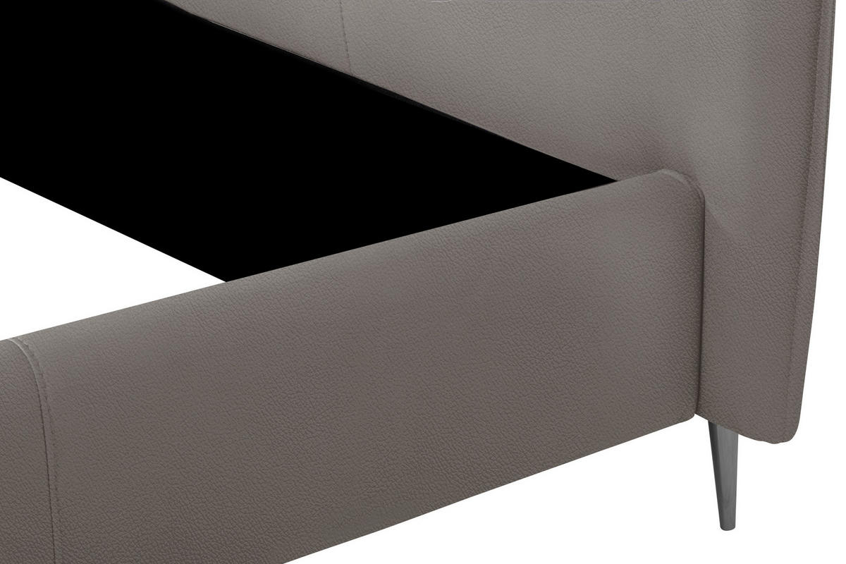 POLSTERBETT 140/200 cm,  in Grau, gepolstertes Kopfteil,  - Schwarzchrom/Grau, KONVENTIONELL, Leder/Metall (140/200cm) - Esposa