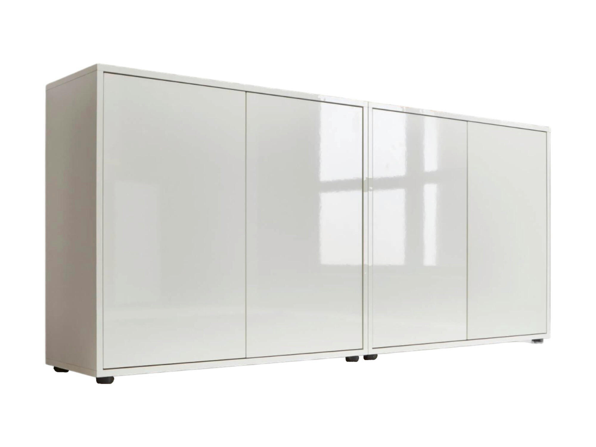 Mid.you Sideboard Mailand Set 2 Weiß, Weiß Hochglanz 158x73x33 cm
