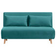 SCHLAFSOFA Samt Petrol  - Petrol/Naturfarben, Design, Holz/Textil (141/81/90cm) - Carryhome