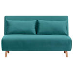 SCHLAFSOFA Samt Petrol  - Petrol/Naturfarben, Design, Holz/Textil (141/81/90cm) - Carryhome