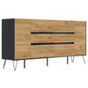 SIDEBOARD Posseik Industrial 199/93,6/42 cm 6 Schublade(n)  - Eichefarben/Graphitfarben, Design, Holzwerkstoff/Metall (199/93,6/42cm) - P & B