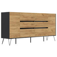 SIDEBOARD Posseik Industrial 199/93,6/42 cm 6 Schublade(n)  - Eichefarben/Graphitfarben, Design, Holzwerkstoff/Metall (199/93,6/42cm) - P & B