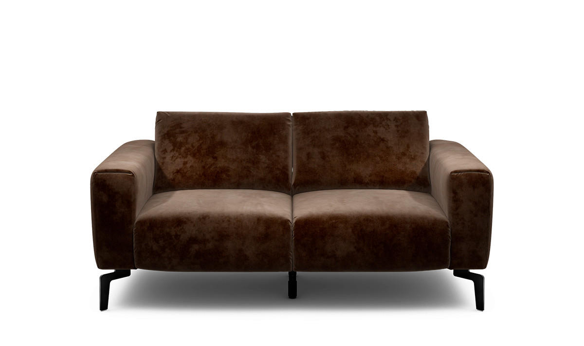2-SITZER-SOFA Samt Braun  - Schwarz/Braun, Design, Textil/Metall (180/86/86-94cm) - SENSOO