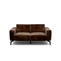2-SITZER-SOFA Samt Braun  - Schwarz/Braun, Design, Textil/Metall (180/86/86-94cm) - SENSOO