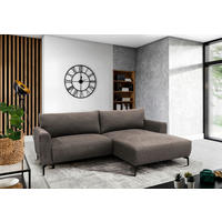 ECKSOFA Hellbraun Flachgewebe  - Hellbraun/Schwarz, Design, Textil/Metall (240/163cm) - MID.YOU