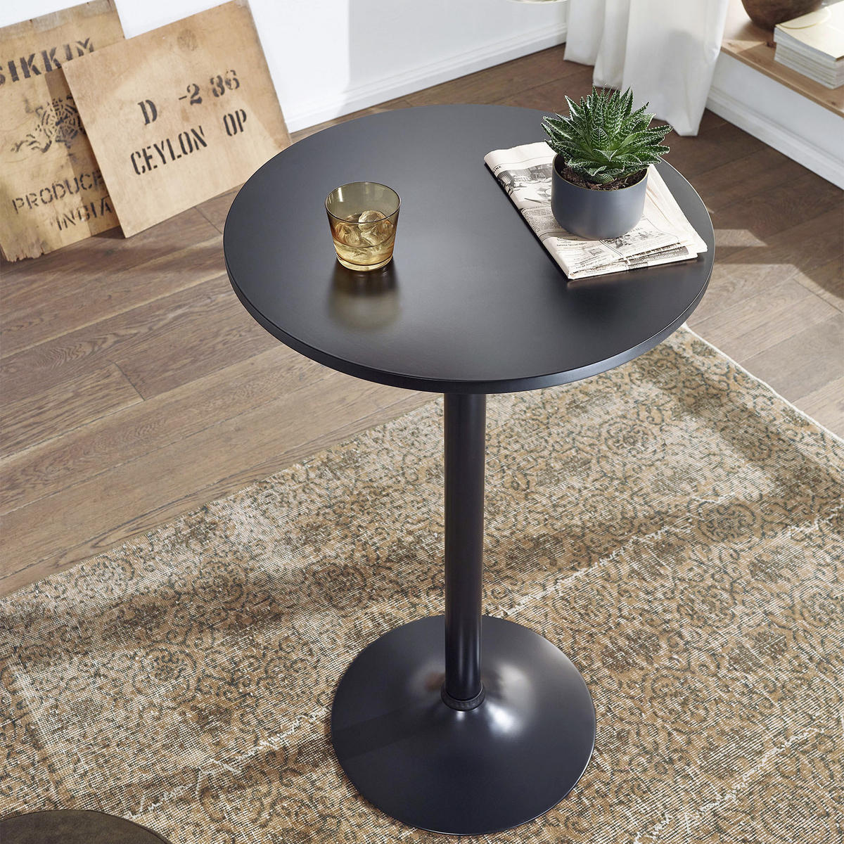 BISTROTISCH in Metall  - Schwarz, Modern, Holzwerkstoff/Metall (60/100cm) - MID.YOU
