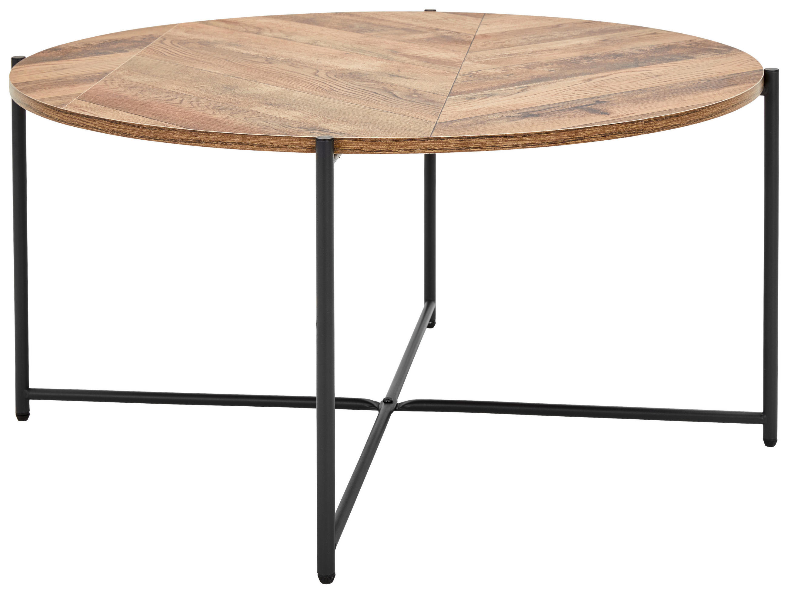 COUCHTISCH rund Naturfarben, Schwarz  - Schwarz/Naturfarben, Design, Holzwerkstoff/Metall (83/40/83cm) - MID.YOU