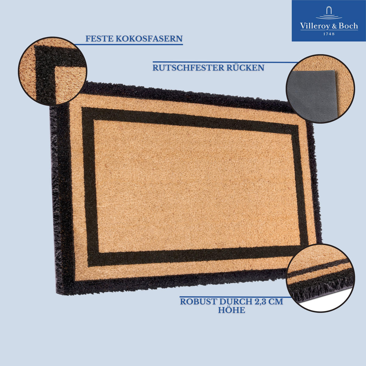 FUSSMATTE  50/80 cm  Schwarz, Hellbraun  geometrisch  - Hellbraun/Schwarz, Basics, Kunststoff/Textil (50/80cm) - Villeroy & Boch