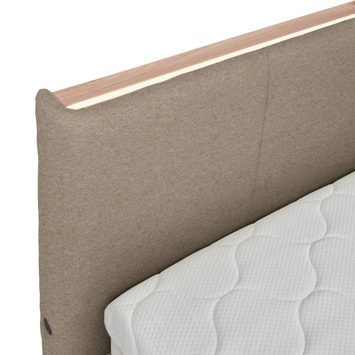 POLSTERBETT Beleuchtung, Lattenrost, Bettkasten Beige 180/200 cm  - Birkefarben/Beige, Design, Holz/Holzwerkstoff (180/200cm) - Lomoco