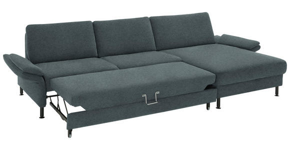 ECKSOFA  in Chenille, Flachgewebe Blau  316/175 cm  - Blau/Schwarz, Design, Textil/Metall (316/175cm) - Dieter Knoll