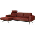 ECKSOFA in Struktur Rostfarben  - Rostfarben/Schwarz, Design, Textil/Metall (157/262cm) - Novel