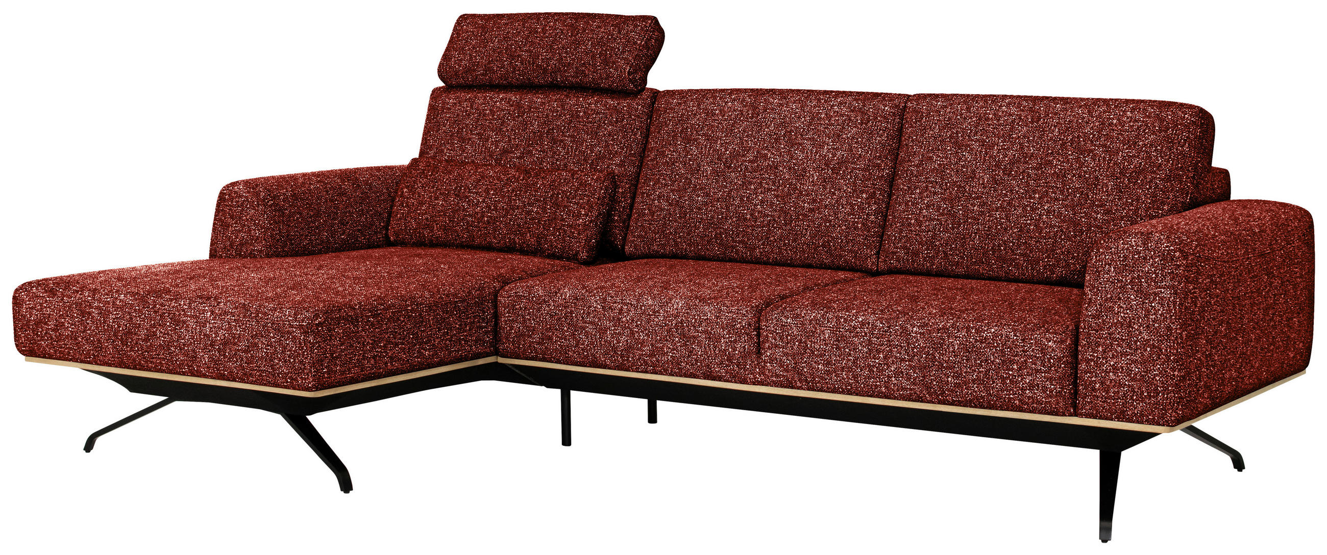 ECKSOFA Rostfarben Struktur  - Rostfarben/Schwarz, Design, Textil/Metall (157/262cm) - Novel