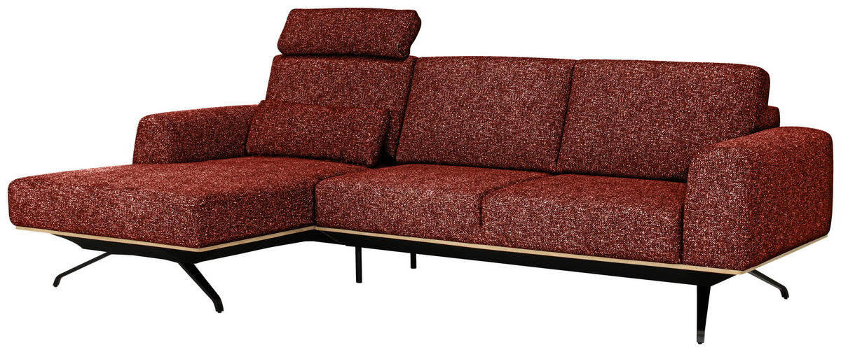 ECKSOFA in Struktur Rostfarben  157/262 cm  - Rostfarben/Schwarz, Design, Textil/Metall (157/262cm) - Novel