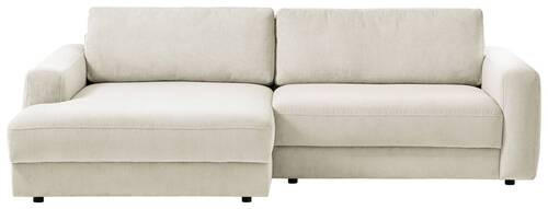 ECKSOFA in Cord Creme  - Creme/Schwarz, Modern, Textil (176/250cm) - Trendmanufaktur