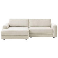 ECKSOFA in Cord Creme  - Creme/Schwarz, Modern, Textil (176/250cm) - Trendmanufaktur