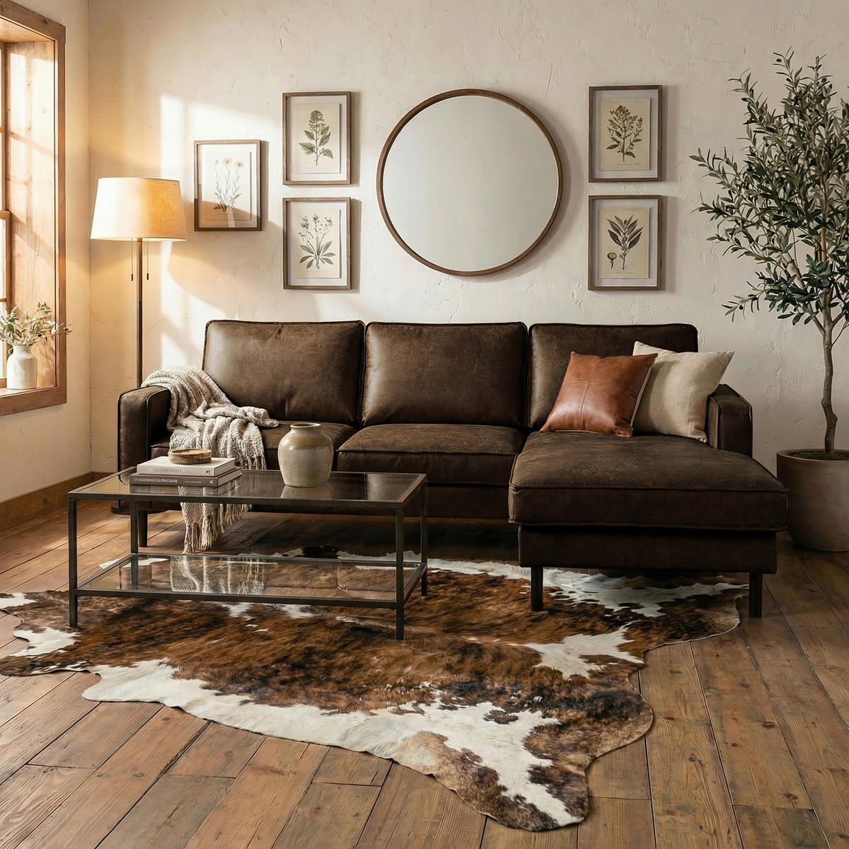ECKSOFA Dunkelbraun Echtleder Lederlook Rücken echt  - Dunkelbraun/Schwarz, Design, Leder/Textil (166/238cm) - Livetastic