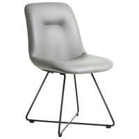 STUHL  in Edelstahl Lederlook (vegan) Metall, Textil  - Hellgrau/Schwarz, Basics, Textil/Metall (51/89/61cm) - Celina Home
