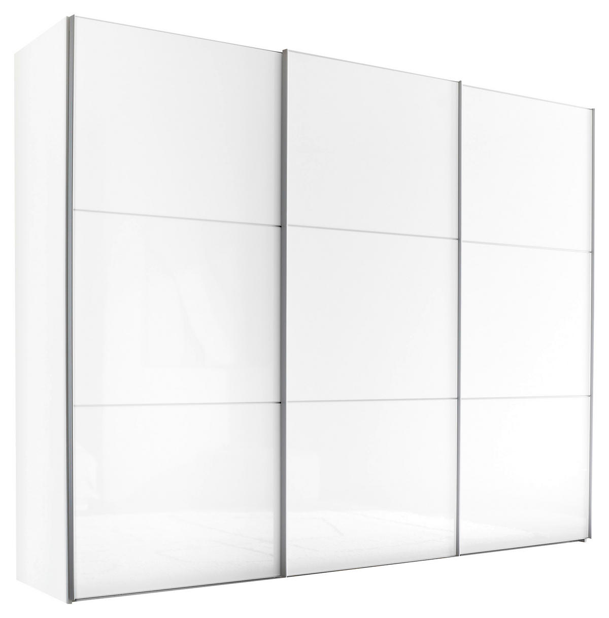 SCHWEBETÜRENSCHRANK 249/222/68 cm 3-türig Weiß, Alufarben, Weiß Hochglanz  - Weiß Hochglanz/Alufarben, MODERN, Holzwerkstoff/Metall (249/222/68cm) - Moderano