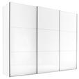 SCHWEBETÜRENSCHRANK 280/222/68 cm 3-türig Weiß, Weiß Hochglanz  - Weiß Hochglanz/Alufarben, MODERN, Holzwerkstoff/Metall (280/222/68cm) - Moderano