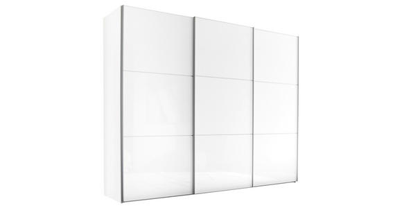 SCHWEBETÜRENSCHRANK 280/222/68 cm 3-türig Weiß, Weiß Hochglanz - Weiß Hochglanz/Alufarben, MODERN, Holzwerkstoff/Metall (280/222/68cm) - Moderano