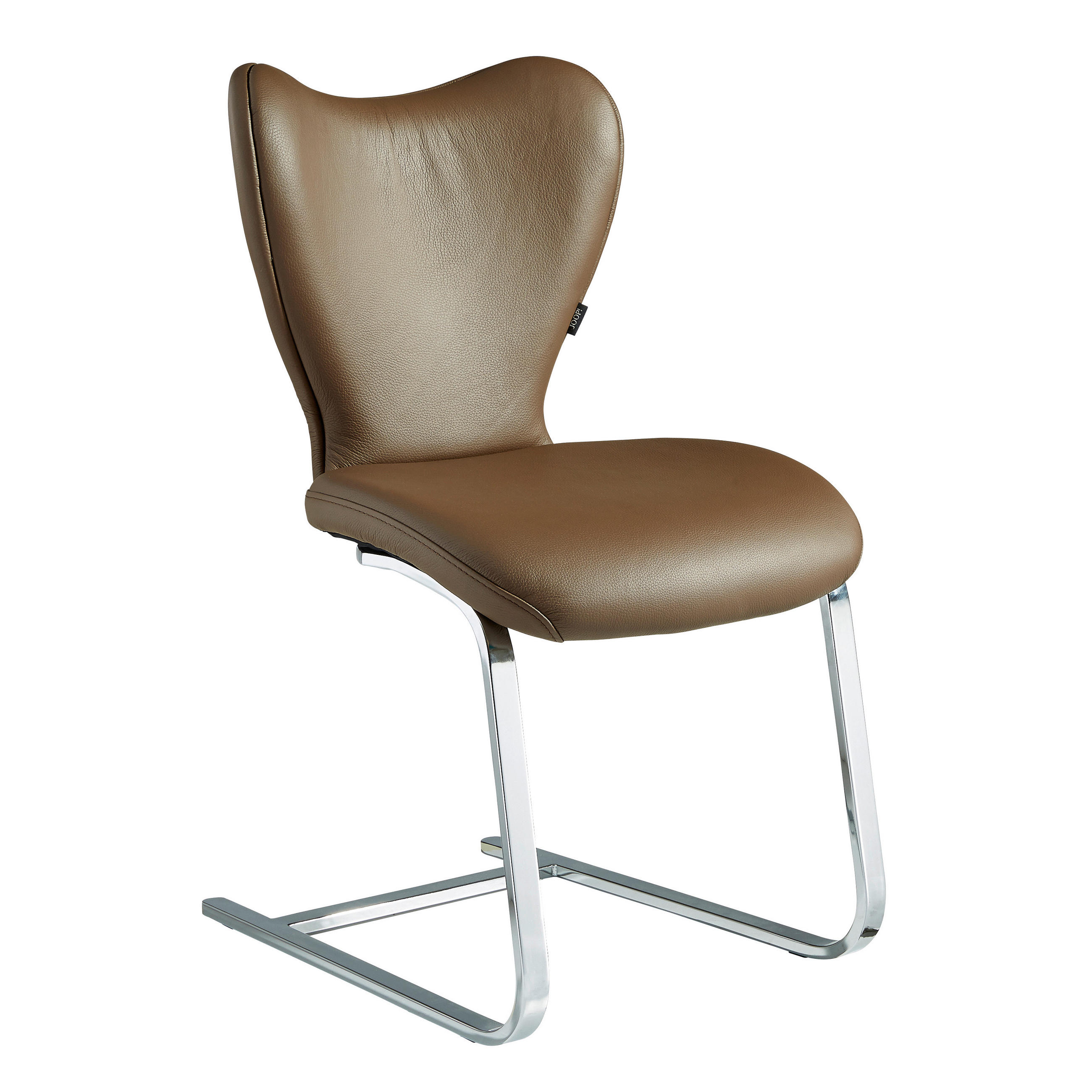 SCHWINGSTUHL  in Echtleder  - Chromfarben/Braun, Design, Leder/Metall (48/91/64cm) - Joop!