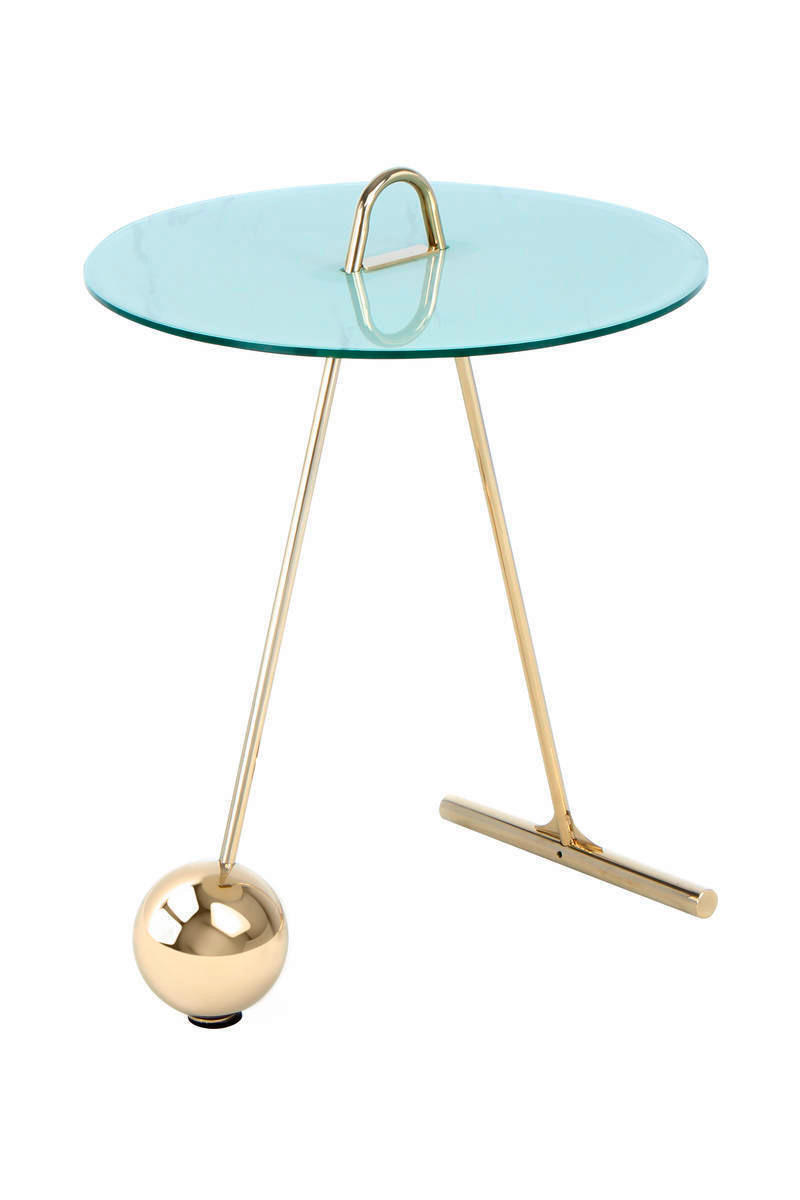 BEISTELLTISCH in Metall, Glas  - Goldfarben/Weiß, Basics, Glas/Metall (46/60cm) - Kayoom
