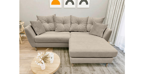 ECKSOFA Beige Feincord  - Beige/Buchefarben, KONVENTIONELL, Holz/Textil (211/154cm) - Carryhome