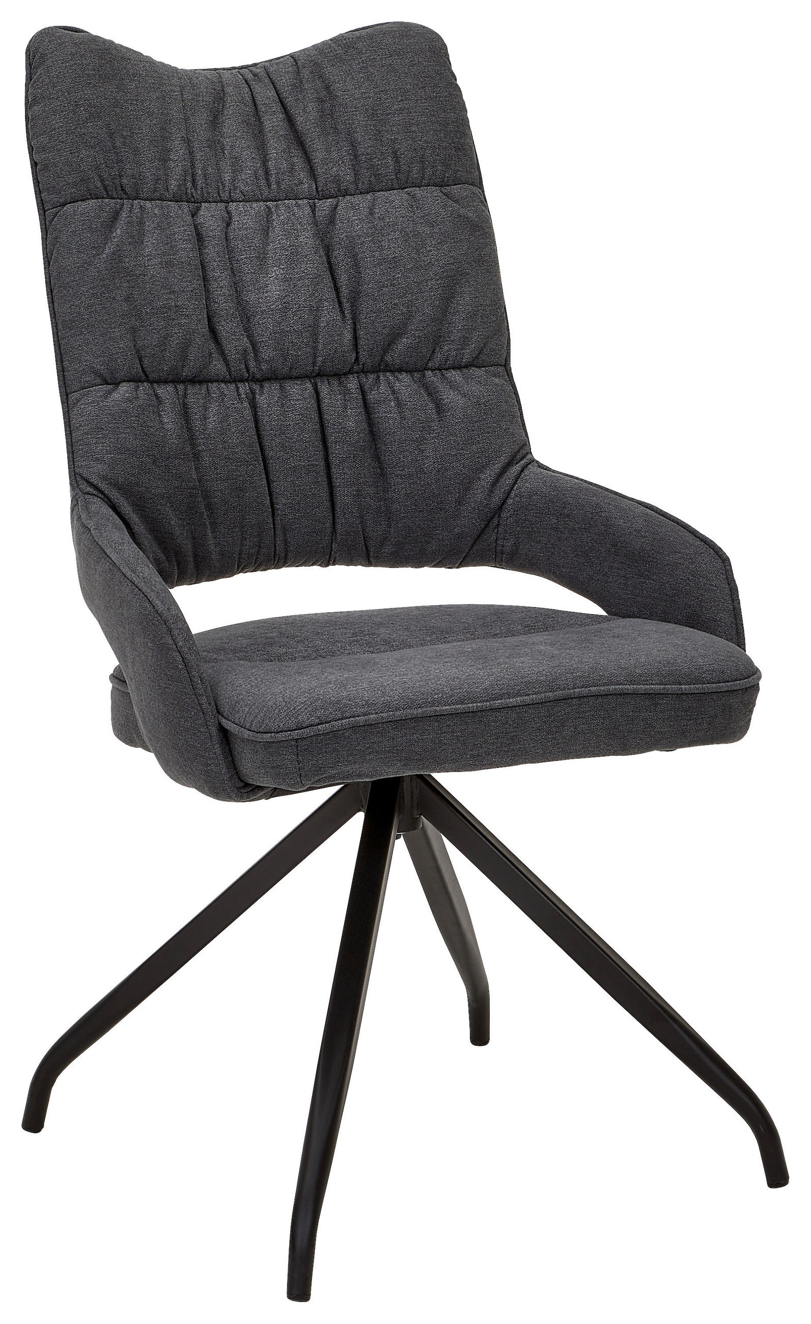 STUHL  in Webstoff Textil  - Anthrazit/Schwarz, Design, Textil/Metall (55/98/64cm) - Hom`in
