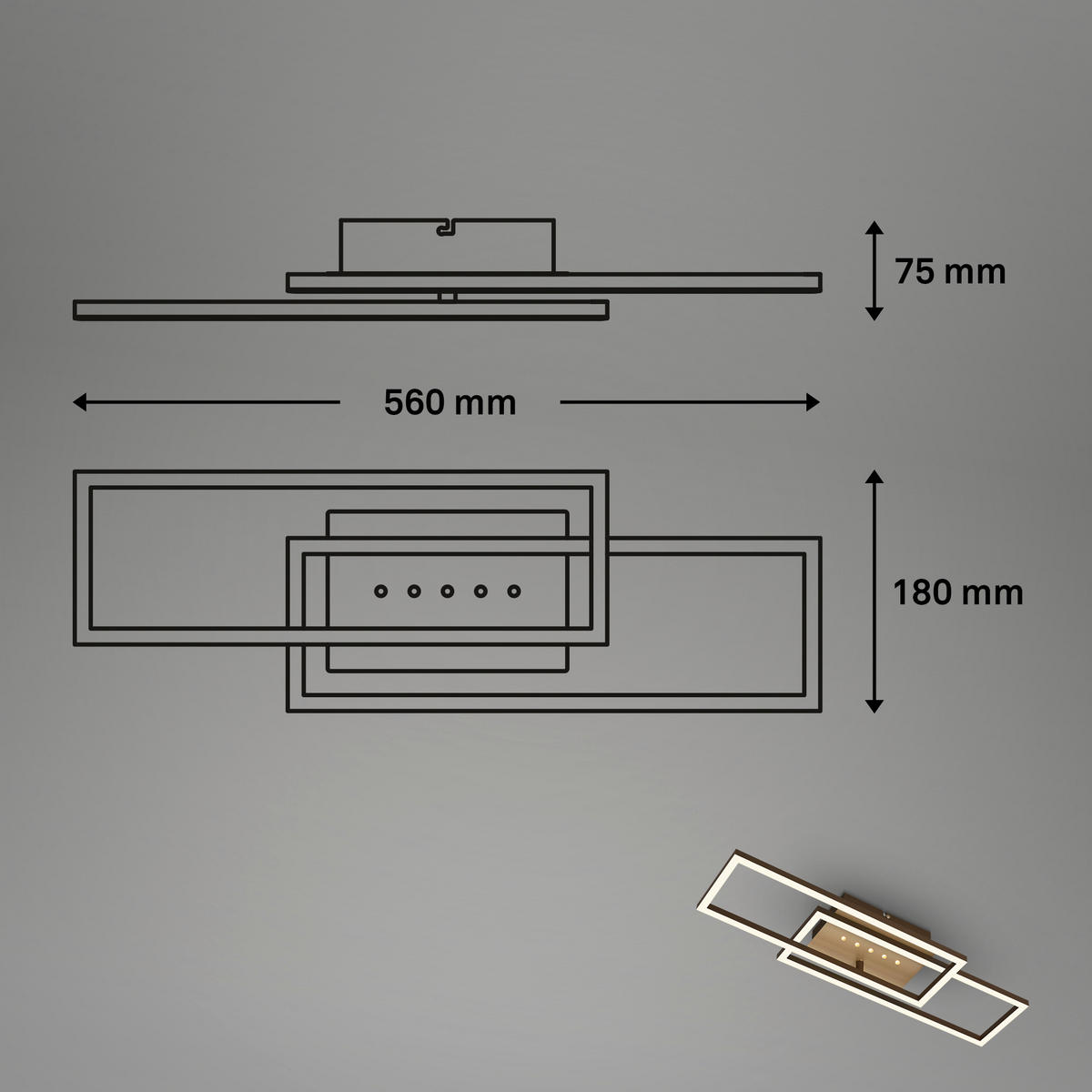 LED-TAKLAMPA 56/18/7,5 cm  - brun/guldfärgad, Basics, metall/plast (56/18/7,5cm)