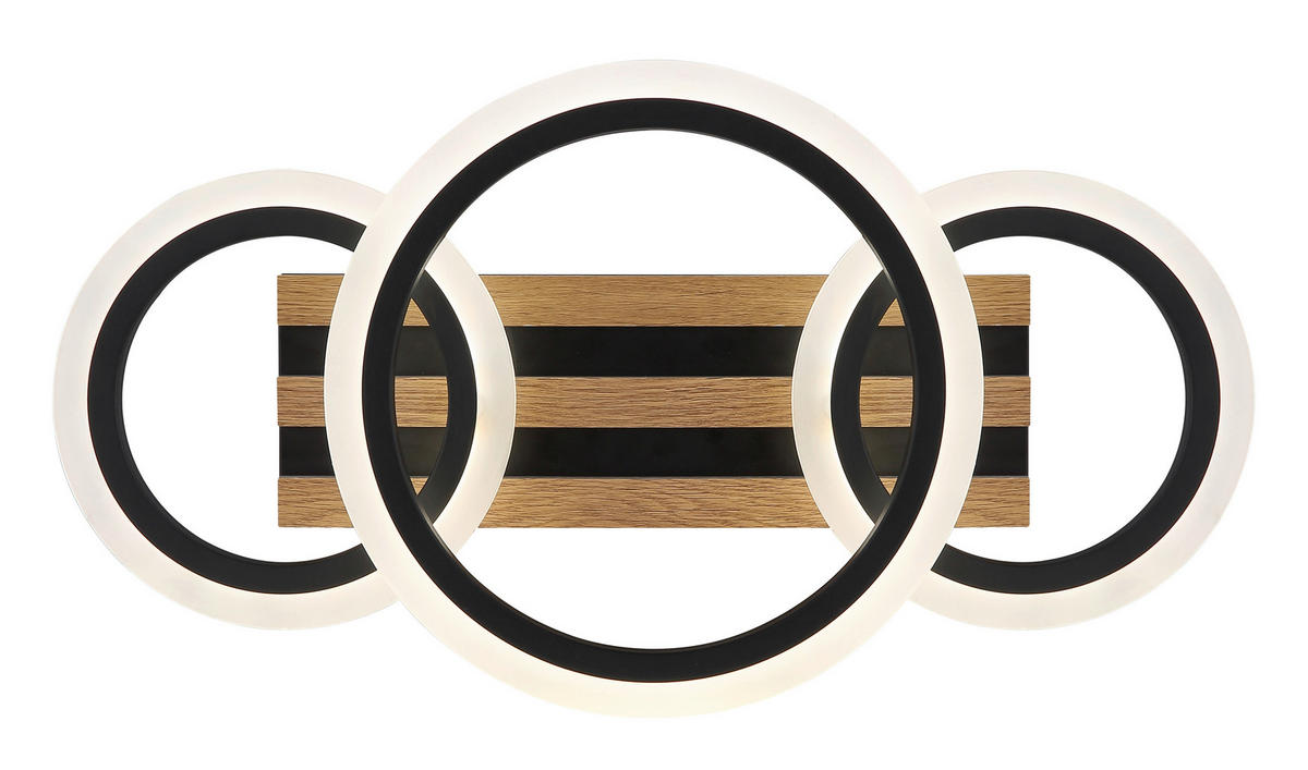 LED-DECKENLEUCHTE 46/25/11,5 cm   - Dunkelbraun/Schwarz, Natur, Holzwerkstoff/Kunststoff (46/25/11,5cm) - Globo