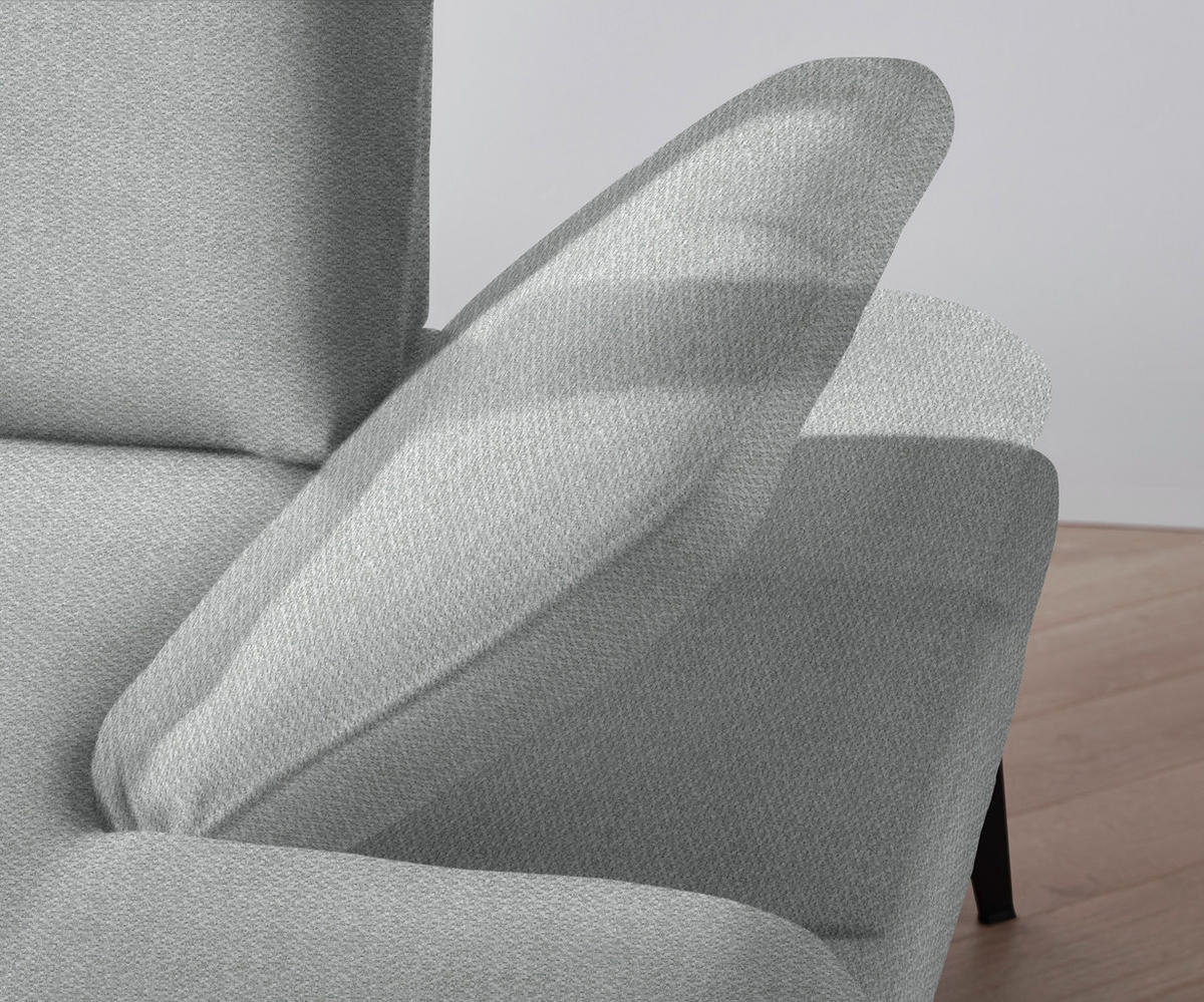ECKSOFA in Chenille Hellgrau  - Hellgrau/Schwarz, Design, Textil/Metall (180/289cm) - Stylife