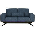 2-SITZER-SOFA in Struktur Blau  - Blau/Schwarz, Design, Holz/Textil (166/85-104/95cm) - Novel