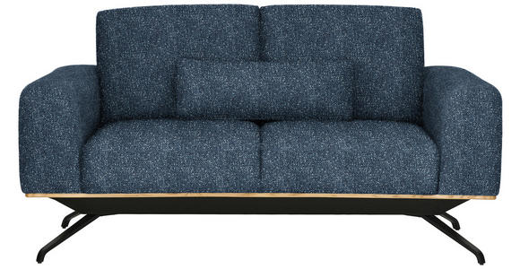 2-SITZER-SOFA in Struktur Blau - Blau/Schwarz, Design, Holz/Textil (166/85-104/95cm) - Novel