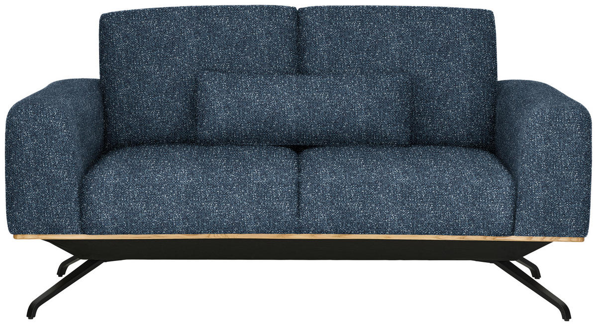 2-SITZER-SOFA in Struktur Blau  - Blau/Schwarz, Design, Holz/Textil (166/85-104/95cm) - Novel