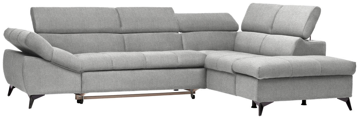 ECKSOFA mit Funkion Hellgrau Mikrofaser  - Hellgrau/Schwarz, Design, Kunststoff/Textil (279/210cm) - Stylife