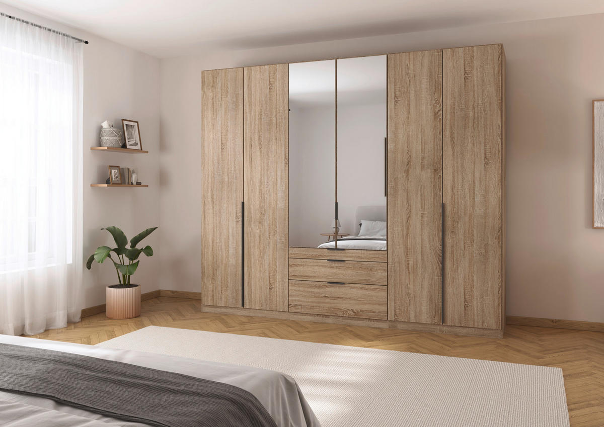 DREHTÜRENSCHRANK 271/229/54 cm,  in Sonoma Eiche, 6-türig  - Grau/Sonoma Eiche, MODERN, Holzwerkstoff/Metall (271/229/54cm) - Rauch Möbel