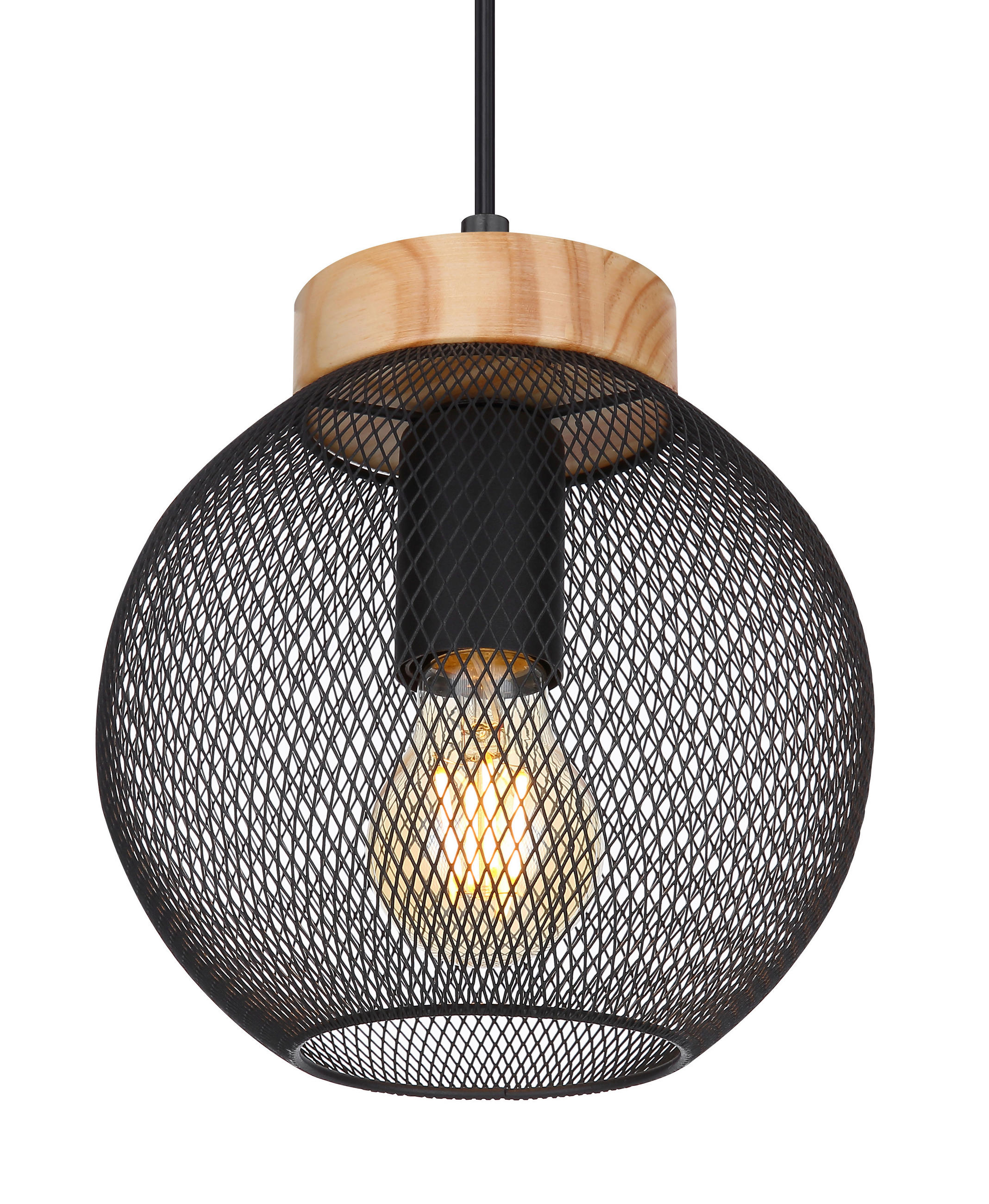 HÄNGELEUCHTE 20/120 cm   - Schwarz/Braun, Basics, Holz/Metall (20/120cm) - Globo