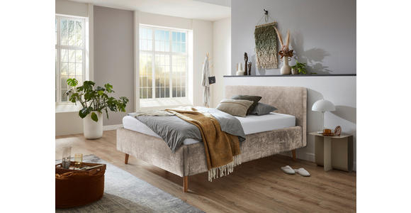 POLSTERBETT inkl. Bettkasten 140/200 cm  in Beige  - Eichefarben/Beige, Design, Holz/Textil (140/200cm) - Xora