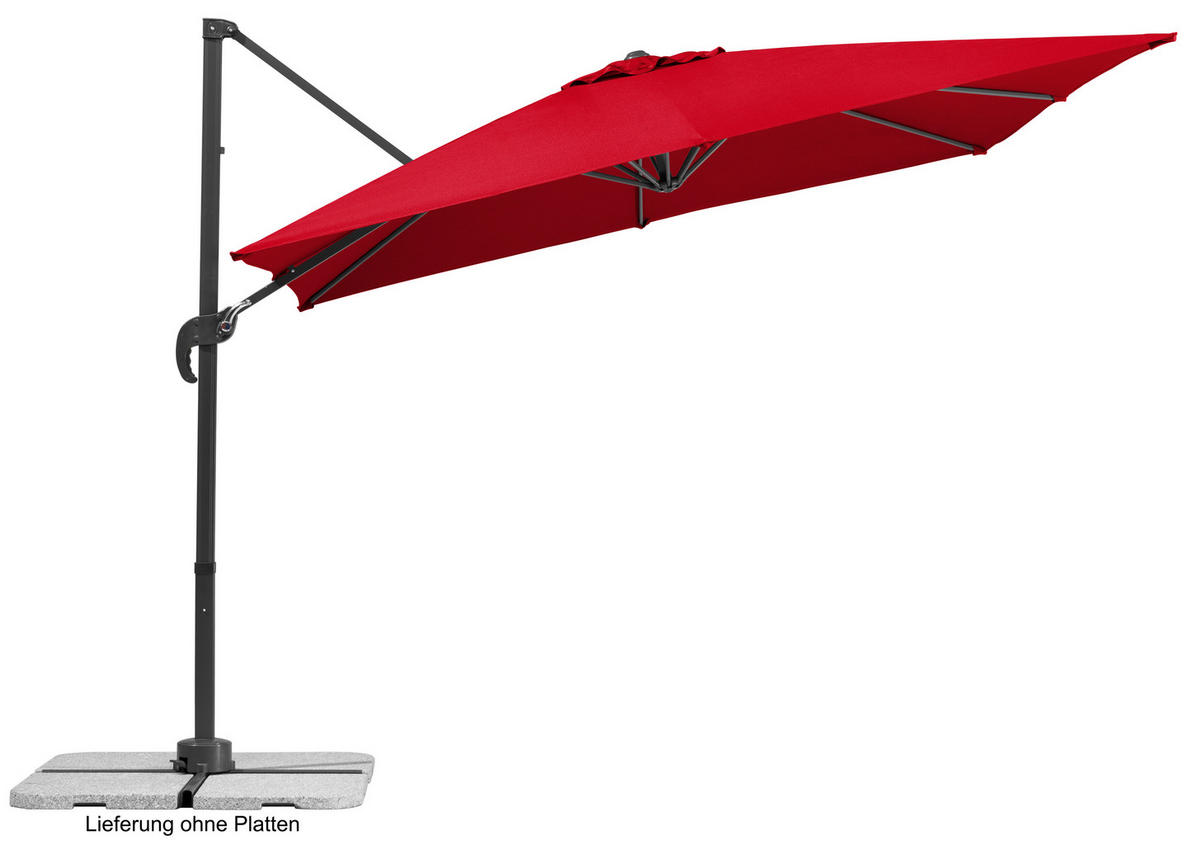 BOČNÍ SLUNEČNÍK 338/239/270 cm - antracitová/červená, Basics, kov/textil (338/239/270cm)